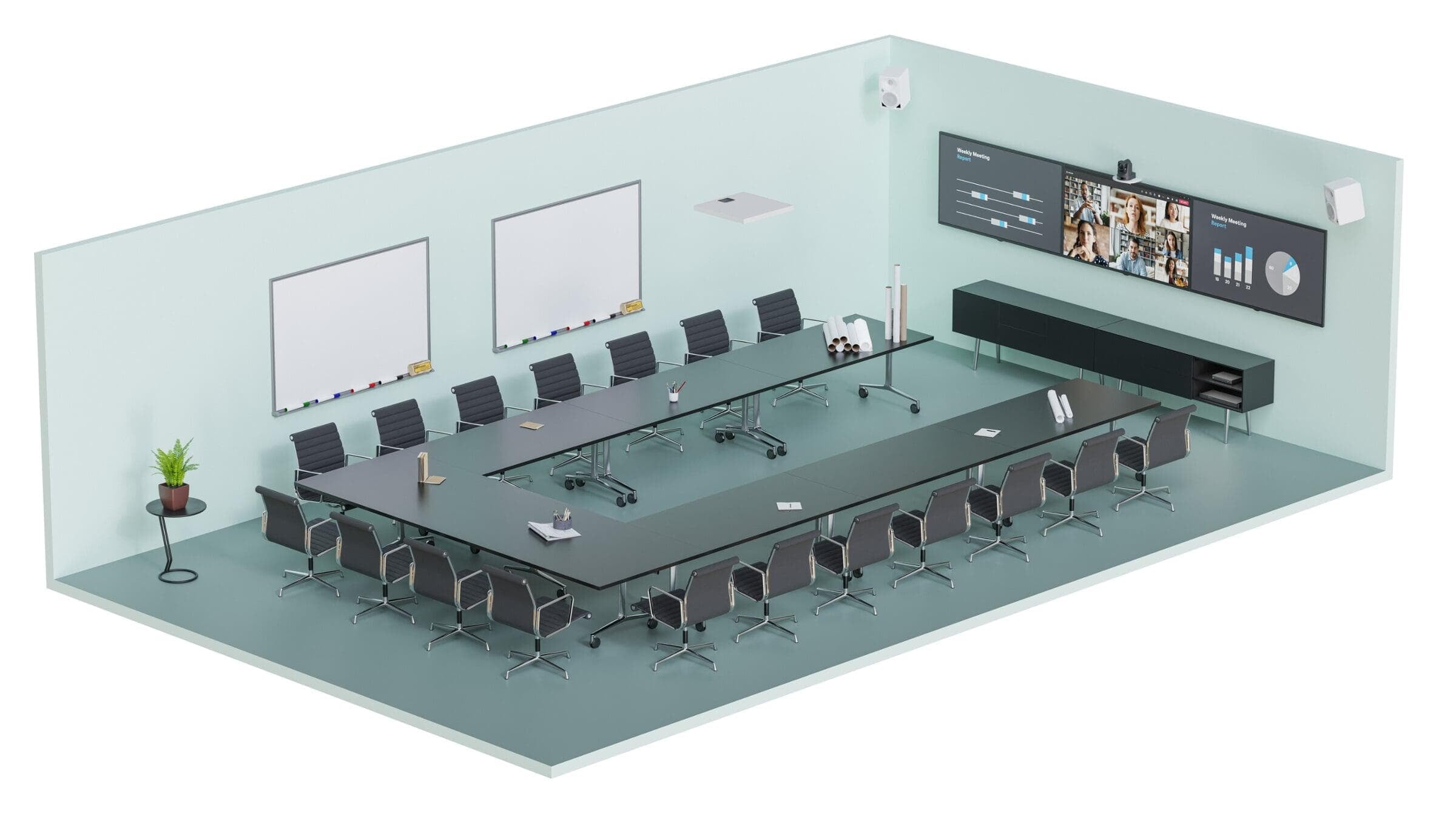 TeamConnect Ceiling 2 large boardroom coverage