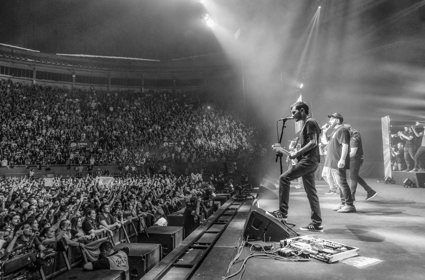 Band performing on a live stage