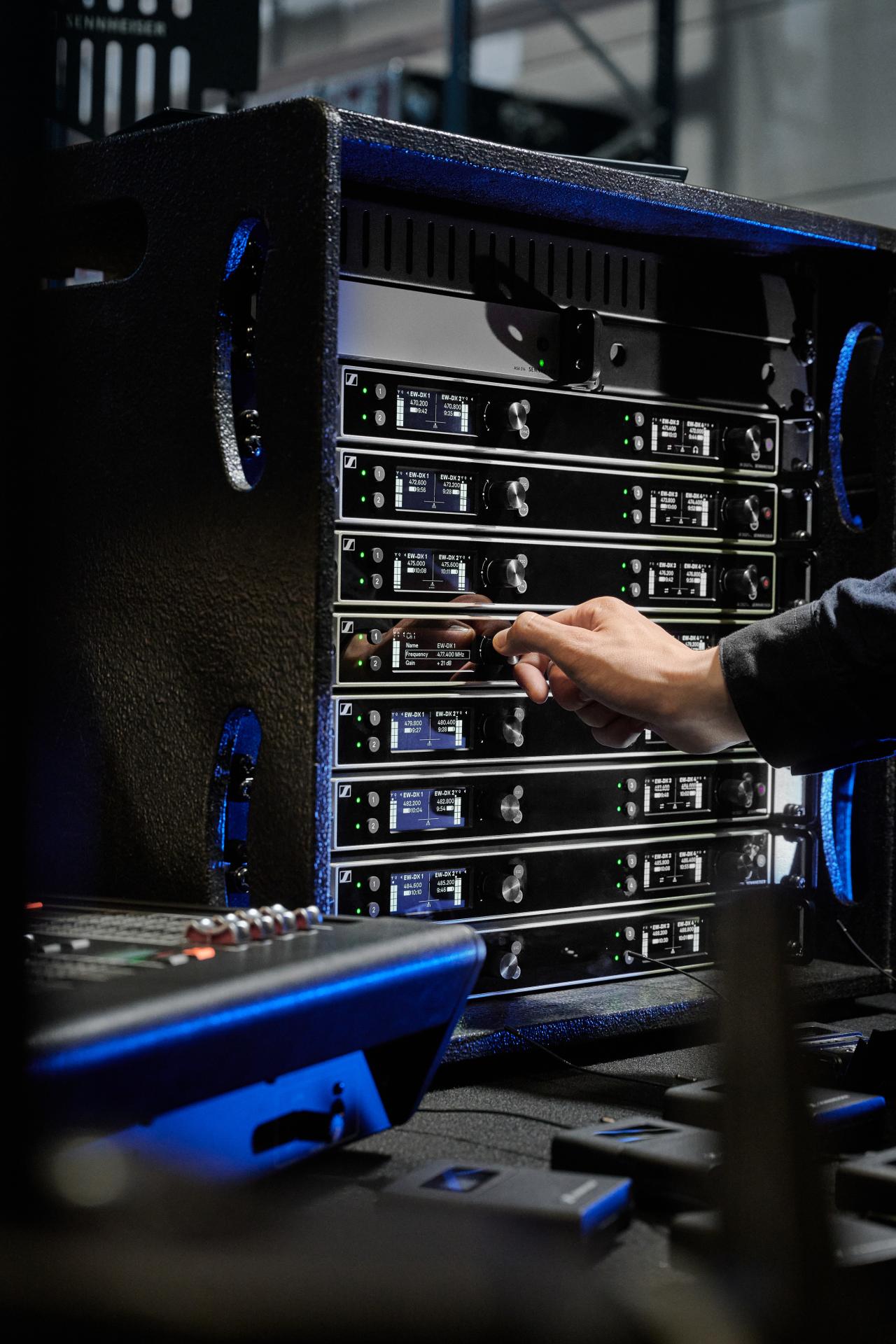 Sennheiser EW-DX EM 4 Dante professional wireless system in use
